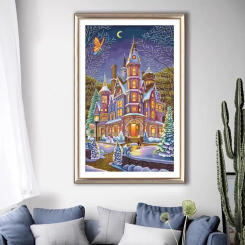 14CT 103X66cm winter Castle Pre-Printed Cross Stitch DIY Embroidery Set Handicraft Floss Needle Crafts