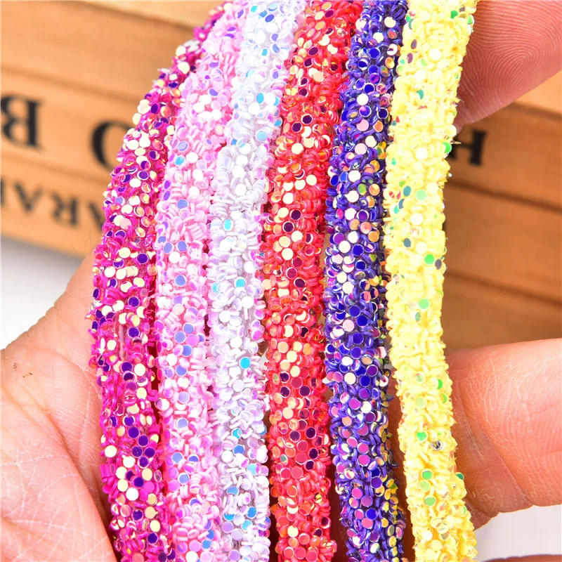 Description Picture 2 of item10 Meters Beautiful Color Sequin Rope Crystal AB Rhinestone Round Hose Tube Cord Glitter Trim Clothing Dress Shoes Shiny Decors