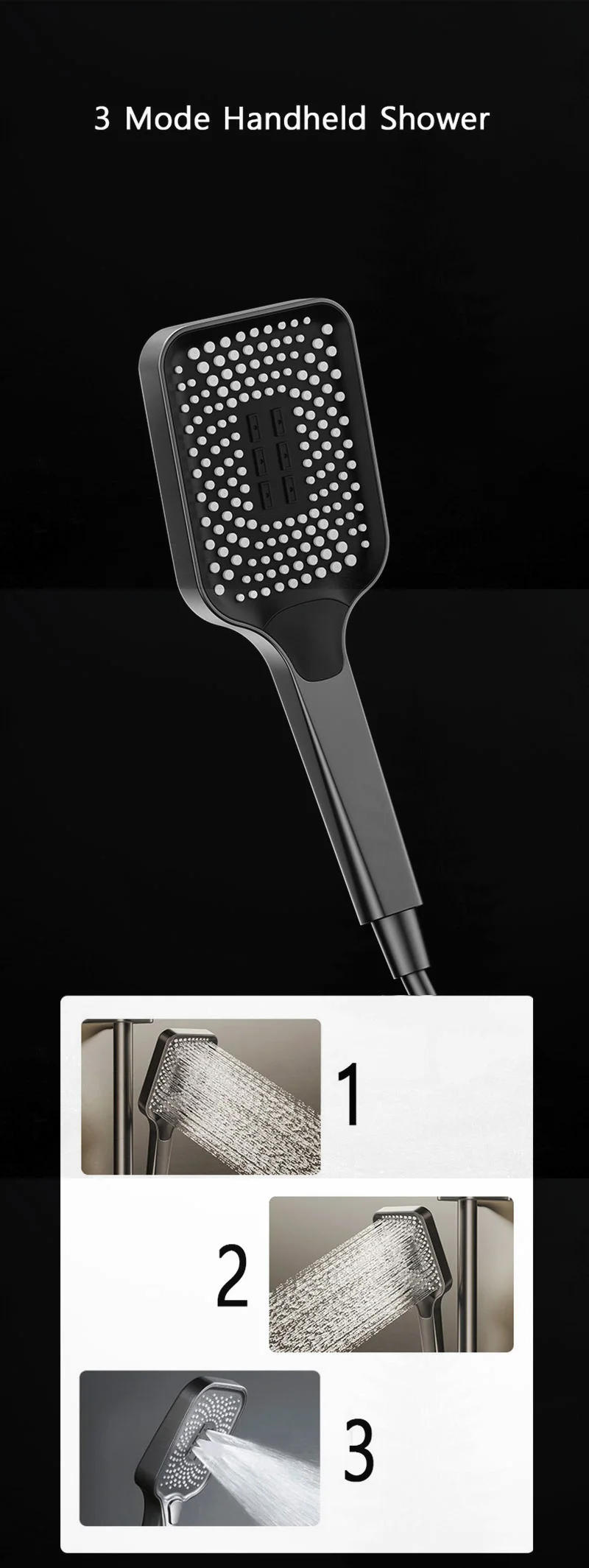 Description Picture 6 of itemPiano Keys Shower System Set Bathroom Shower Set Gray Black Bathtub Hot and Cold Shower Faucet LED Digital Copper Tap Shower Set