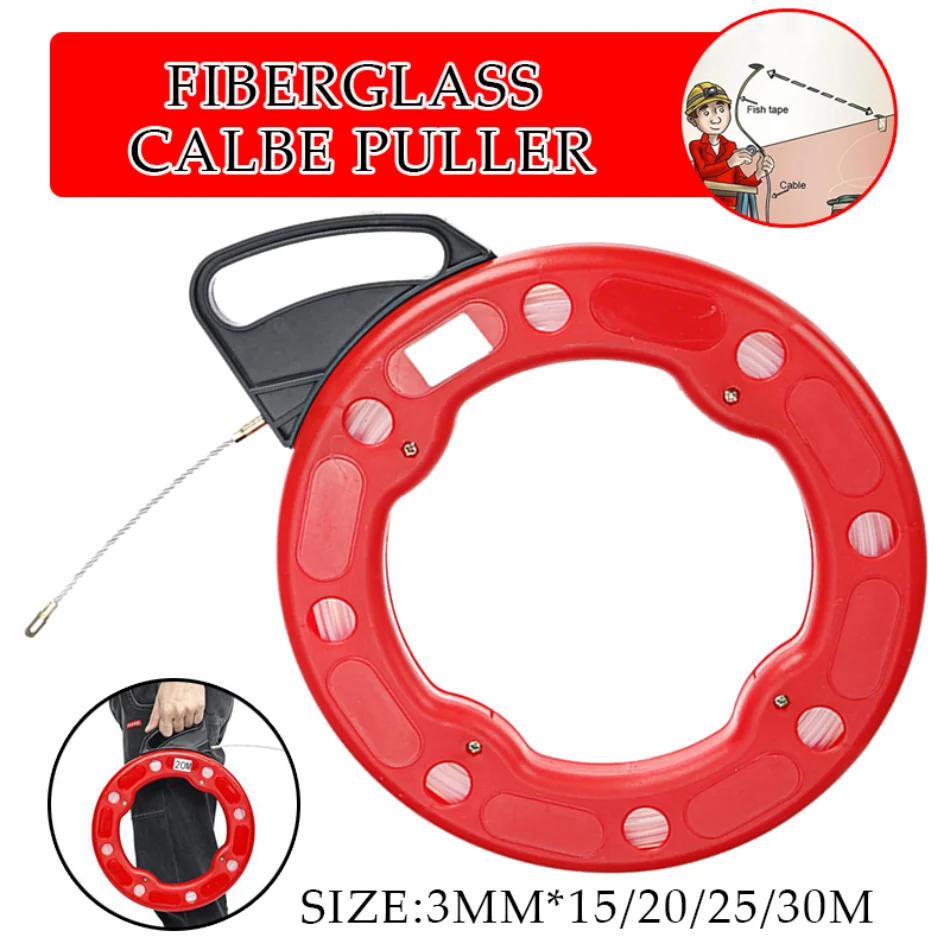 Description Picture 2 of item3MM 15/20/30M Glass Fiber Cable Puller Fish Flexible Glider Rotating Fish Belt Portable Nylon Conduit Puller Cable Fishing Tools