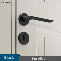 Black Zinc Alloy Door Handle Lock Interior Silent Safety Door Locks Bedroom Split Mechanical Lock Furniture Hardware Door Pulls