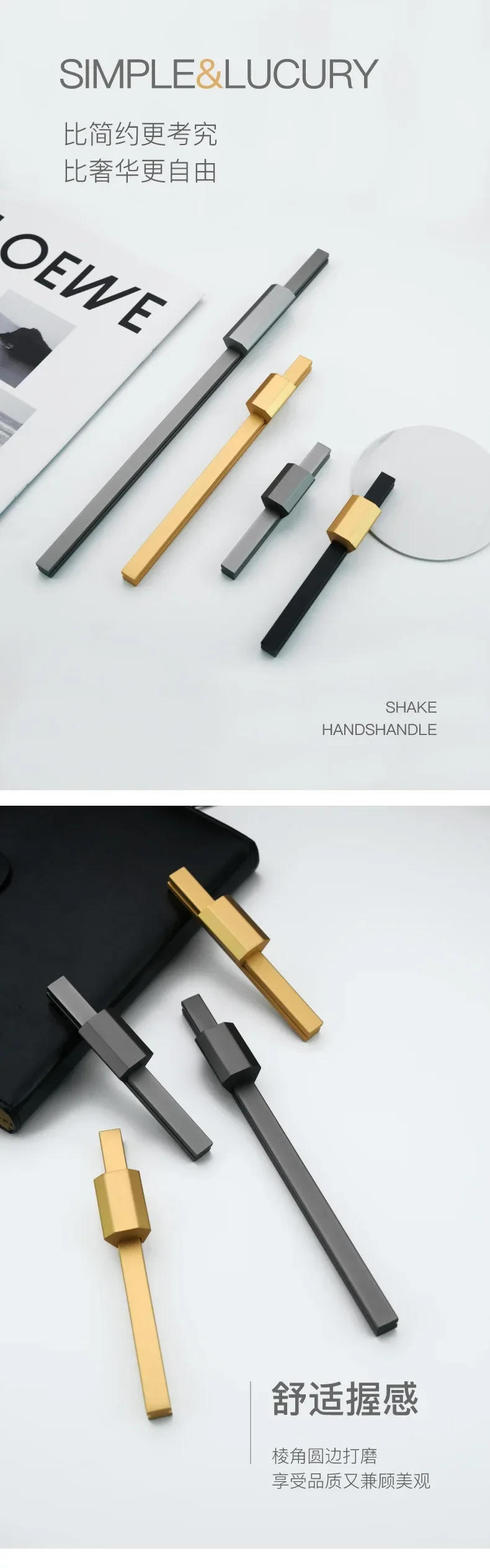 Description Picture 2 of itemCabinet Door Handle Cabinet Drawer Wardrobe Extended Handle Light Luxury Furniture Door Handle Handles for Furniture