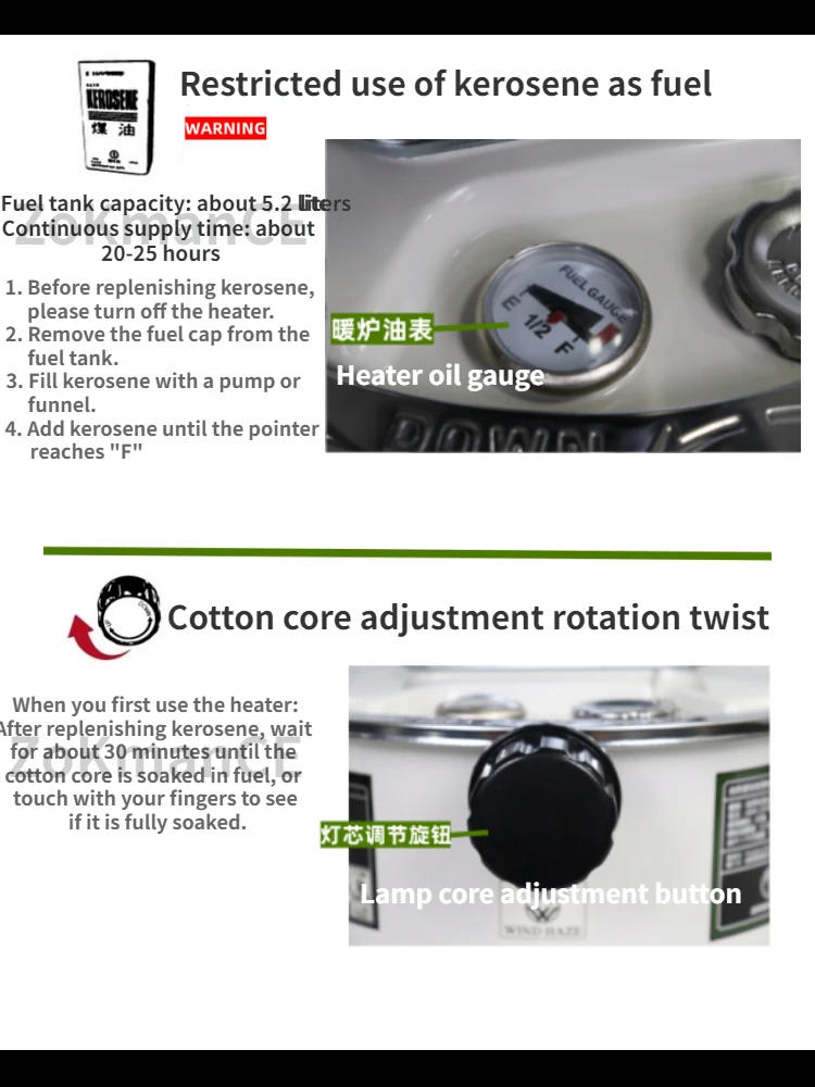 Description Picture 4 of item6L Kerosene Heater & Stove 360° Surround Portable Radiant Heater  Kerosene Heater for Home ,Garage, Camping,Hunting,Cooking