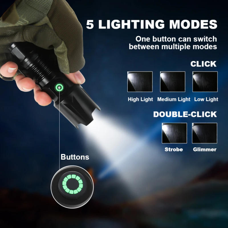 Description Picture 4 of itemZ15 Ultra Bright XHP50 Flashlight Tactical LED Flash Light 5 Lighting Modes Lanterns for Riding Camping Outdoor Waterpr Torch