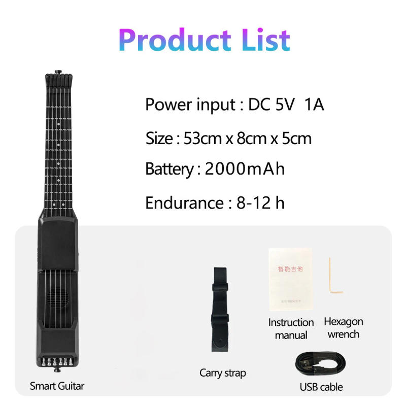 Description Picture 4 of itemSmart Midi Guitar 12 Frets Bluetooth Portable Electric Guitar Seginners Silent Practice Novice Travel Small Guitar USB Charging