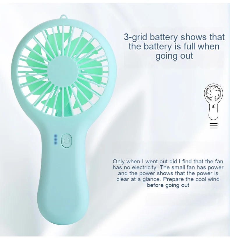 Description Picture 3 of itemPortable Handheld Fan USB Charging Mini Fan With 3 Speed High Wind Desktop Office Travel Pocket Handheld Small Charging Fan