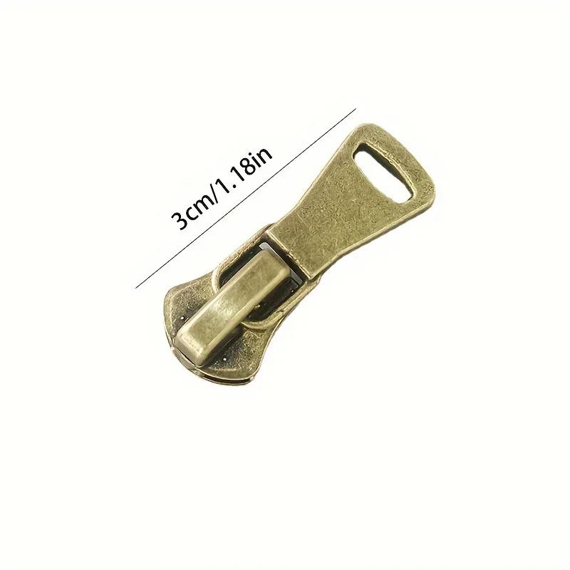 Description Picture 4 of item10pcs Assorted Sizes (No.3, No.5, No.8) Bronze Zipper Pulls, Metal Zipper Heads, Thickening & Durability Alloying For Clothing