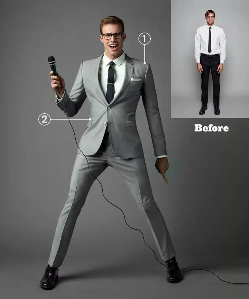 Description Picture 6 of itemLuxury 100% Wool Super Pure Wool Suits Tailor Made Suits Light Gray Wedding Suits Custom Made Men Suits Cosutmes Sur Mesure