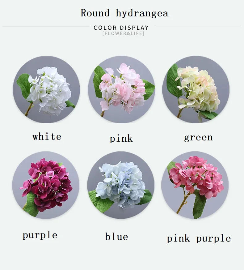 Description Picture 3 of itemBlue Real Touch Artificial Latex Hydrangea Wedding Bouquet Photography Props Home Garden Simulation Green Plant Decoration