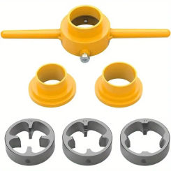 Thread Maker Tool Kit Plastic Pipe Round Die Set With 3 Dies 1/2", 3/4" And 1" NPT Die Set Manual Hand Tool For PVC Threading