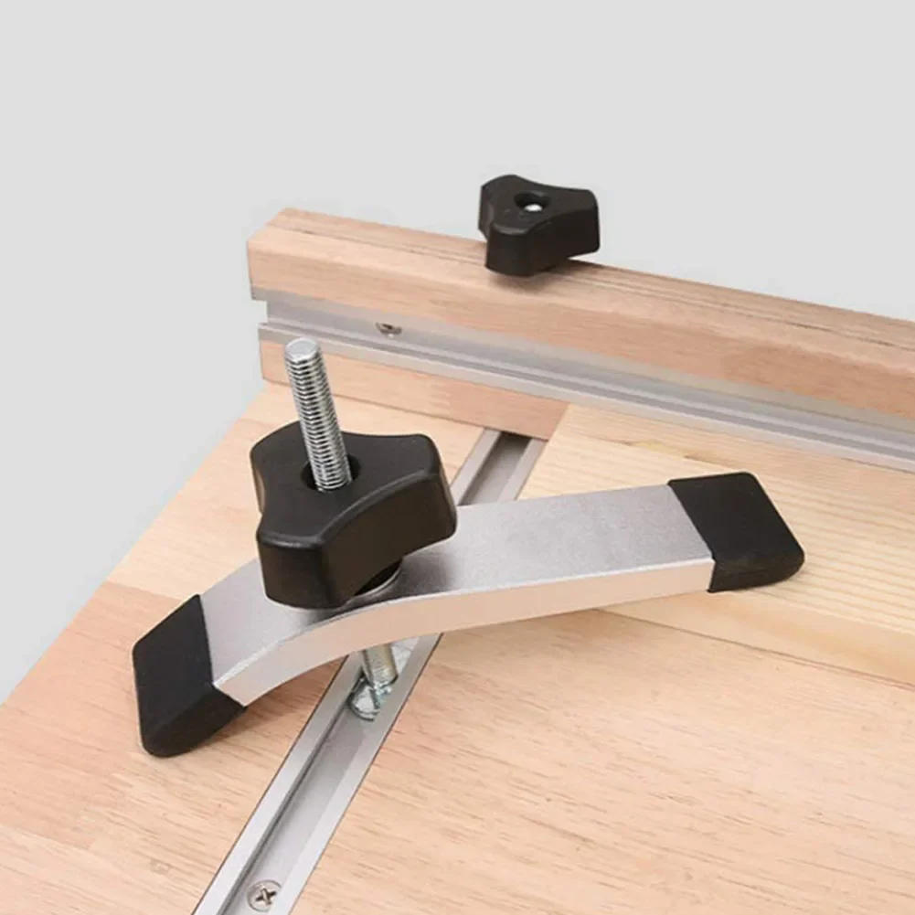 Description Picture 4 of item4Set M8 T-Track Bolts Knobs Clamps Woodworking Jigs Slide Handle Screws M8 Nut Saw Table Acting Hold Down Clamp Hand Tools