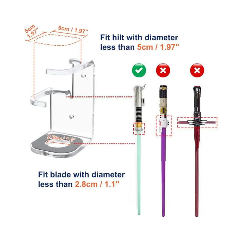 Description Picture 2 of itemUniversal Clear Acrylic Rack Lightsaber Display Wall Mount Light Saber Wall Rack Lightsaber Laser Sword Durable Saber Stand