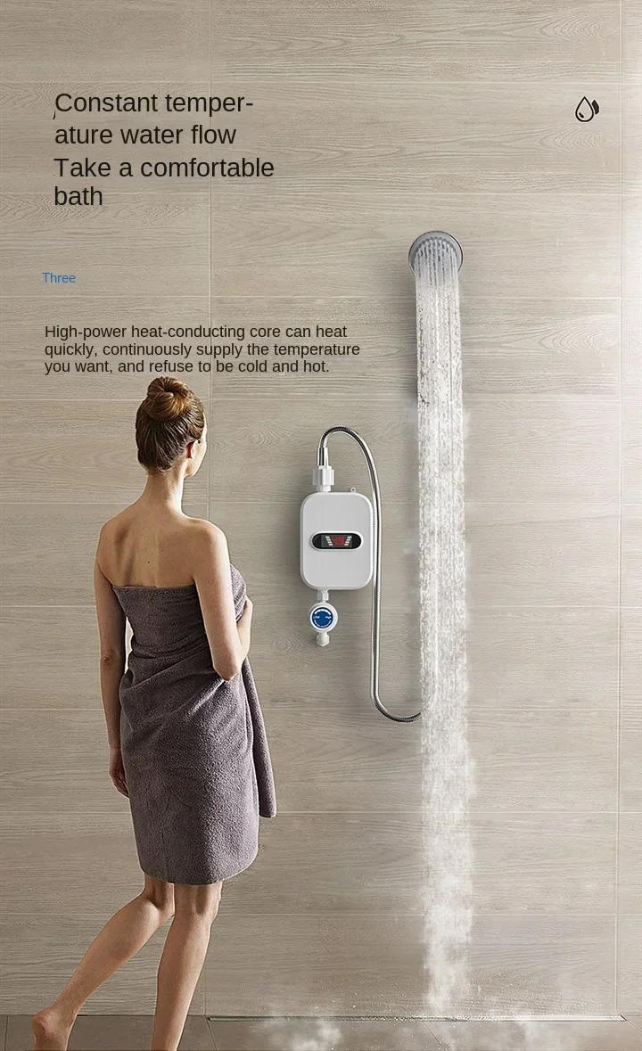 Description Picture 5 of item110V/220V Compact Kitchen Aid Instant Demand Water Heater with Bathroom Shower Head and Temperature Control A