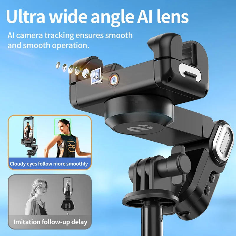 Description Picture 4 of itemAOCHUAN 1-Axis Handheld Gimbal Stabilizer Selfie Stick Tripod with Fill Light AI Face Tracking Gesture Operation Multipurpose