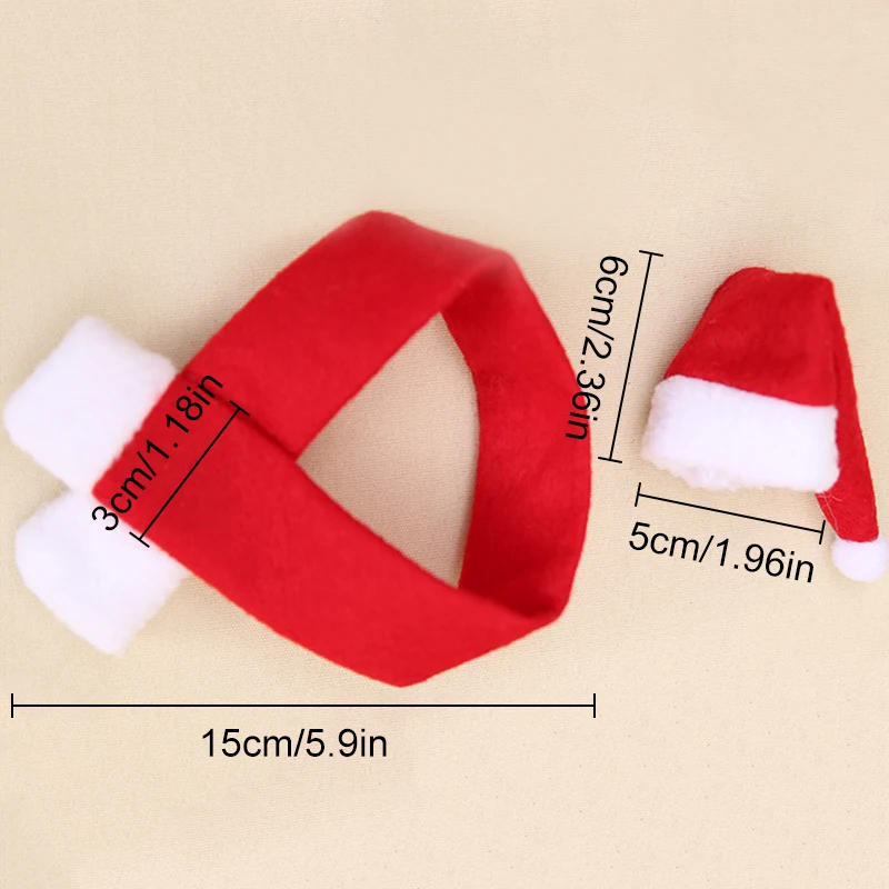 Description Picture 2 of itemChristmas Wine Bottle Cover Cute Mini Xmas Hat Scarf Non-woven Fabric Wine Bottle Decor New Year Dinner Table Decoration