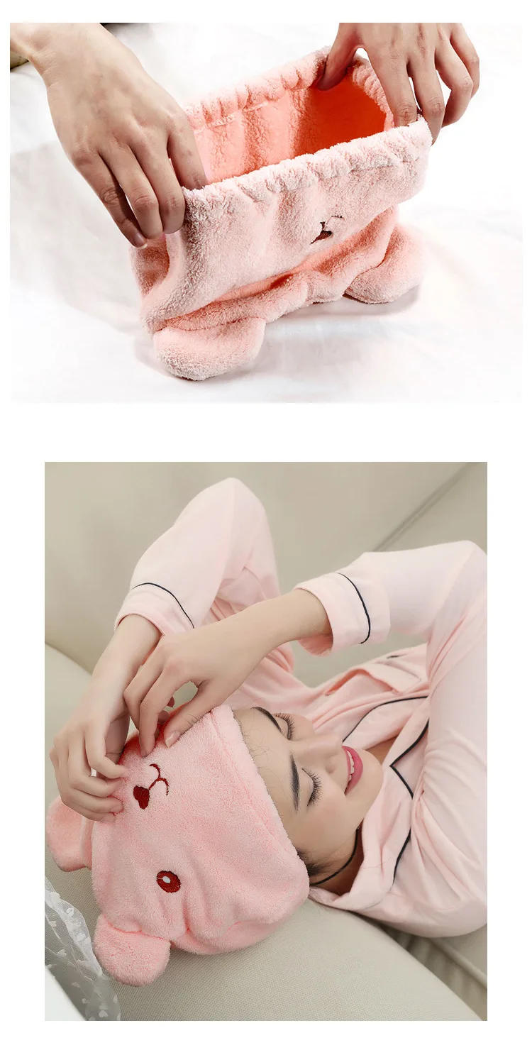Description Picture 6 of itemLovely Little Bear Hair Drying Cap Towel Microfiber Quickly Dry Hair Shower Hat Wrapped Towels Bathing Cap Bathroom Accessories