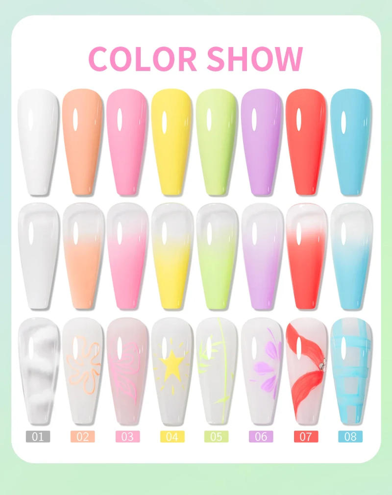 Description Picture 4 of itemCandy Colors Painting Gel Nail Polish Nail Art Ombre Gradient Drawing 5ML Soak Off UV Semi-permanent Nail Varnish For Manicure