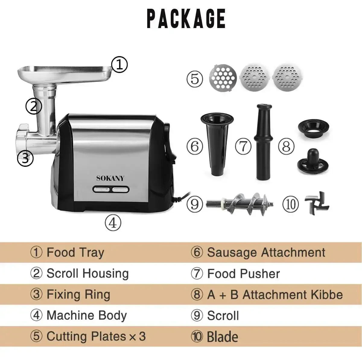 Description Picture 3 of itemElectric Meat Grinder, Heavy Duty Meat Mincer, Sausage Stuffer Maker,Stainless Steel Cutting Blade 3200W Food Grinder Mixers
