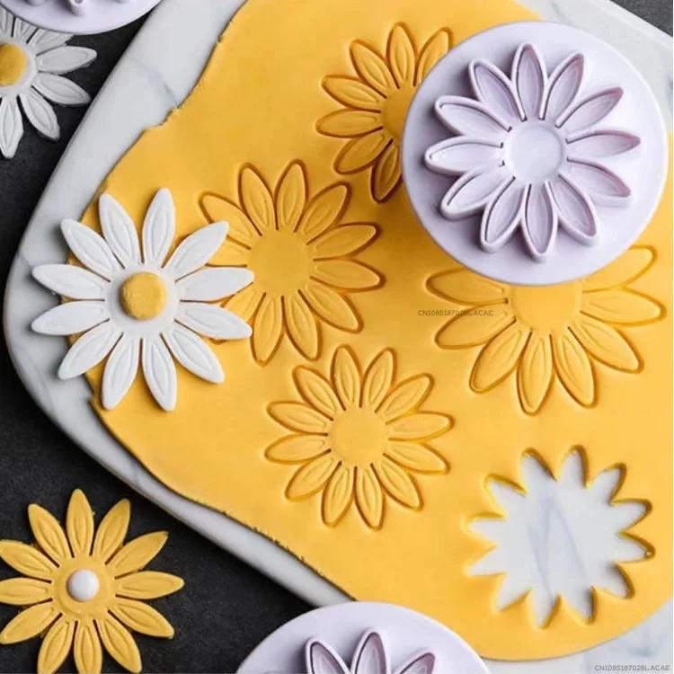 Description Picture 6 of item4PCS Push-type Cookie Cutter Spring Mold Cookie Mold Biscuit Daisy Flower Mold DIY Pastry Cake Molds Fondant Stamp Cake Tools