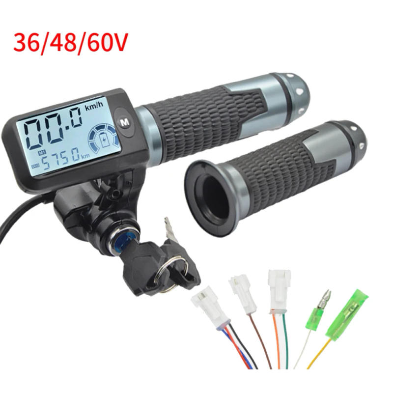 Description Picture 2 of item1 Pair Electric Bicycle Throttle Grip With LCD Display 36-60V Speed Control Throttle For E-Bike Scooter  Handlebar Accelerator