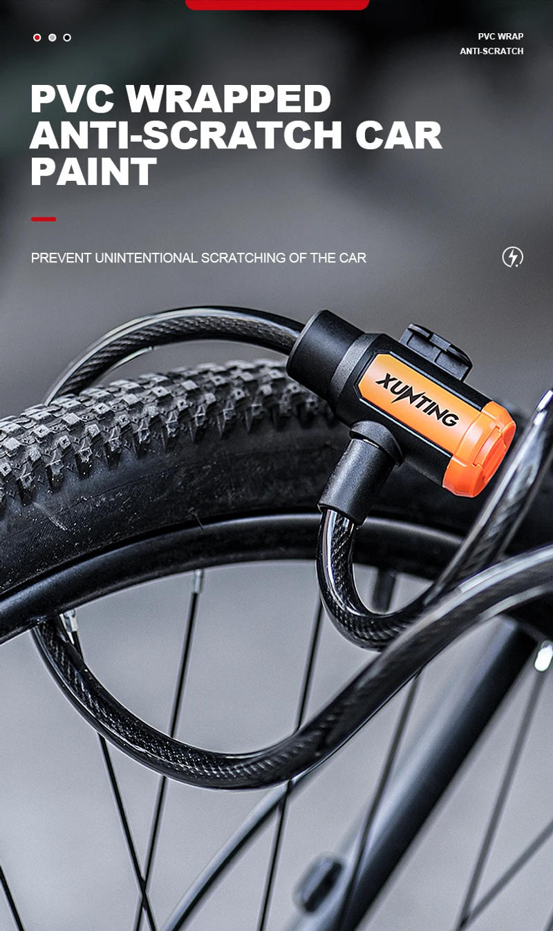 Description Picture 6 of itemXunting Bike Lock Coiled Secure Keys Bike Cable Lock with Mounting Bracket Weathproof Anti Theft Scooter Bicycle Lock