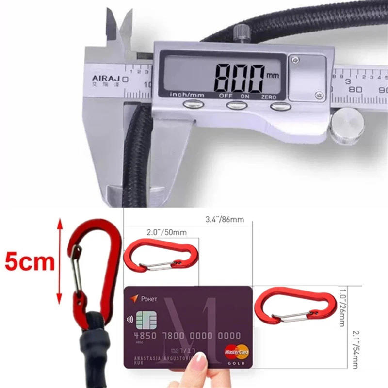 Description Picture 3 of itemHeavy Duty Bungee Cord Elastic Tie Strap String Carabiner Hooks Kayak Cycling Luggage Packing Ropes Camping  Accessories