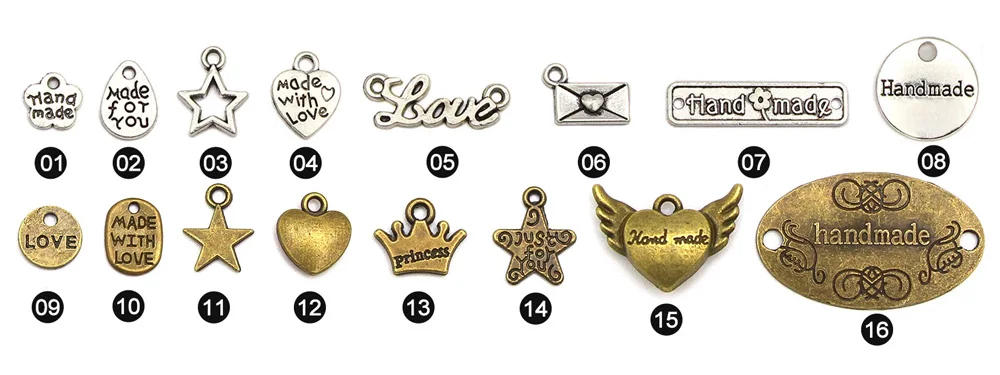 Description Picture 2 of item50pcs Flower Metal Label Silver Bronze Handmade Tags Hand Made Pendants Sewing Labels for Clothes Bags Garment Accessories 8x8MM