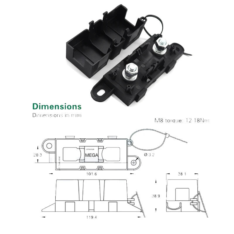 Description Picture 3 of item【1PCS】ANM-H3 32V MEGA Fuse Block ANL Bolt-on Blade Fuse Holder Flat Type Fuse For Car Boat Motorcycle 30A 40A 50A【30A-500A】
