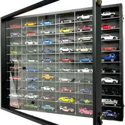 SpaceApe Wall Mount Display Case for Hot Wheels, with Dust Resistant Door, Acrylic Shelves, 1/64 Scale Diecast Model Cars