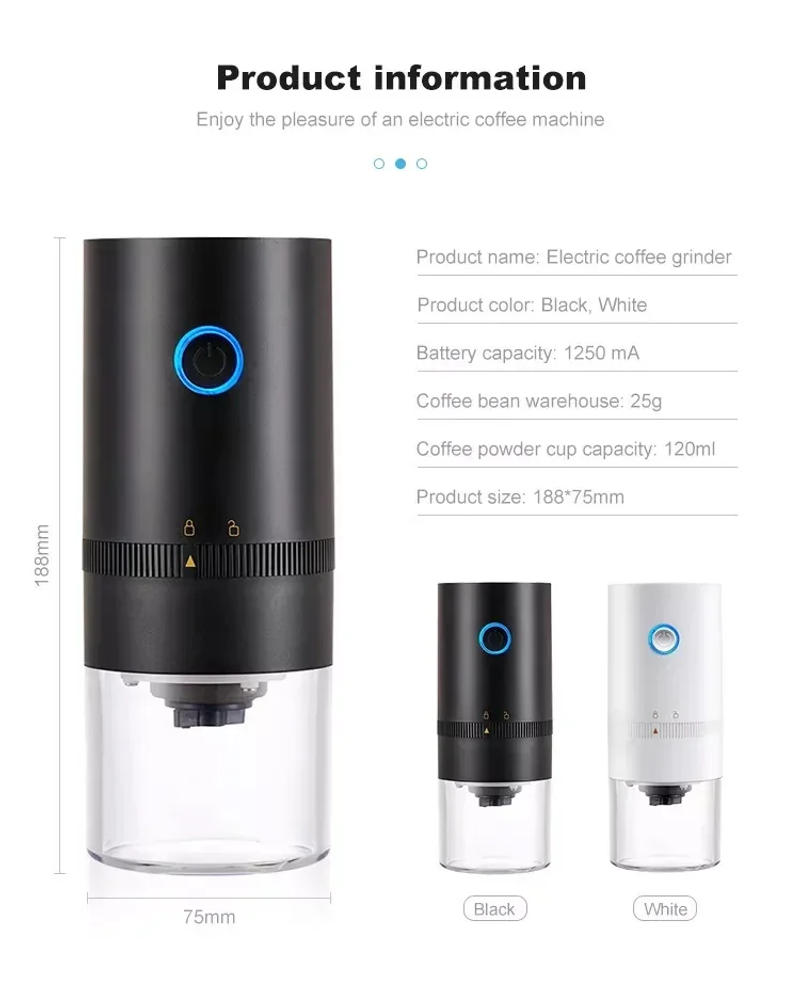 Description Picture 2 of itemMini Portable USB Electric Coffee Bean Beater Motorized Grinding Machine Home Coffee Machine Simple Set of Coffee Grinder