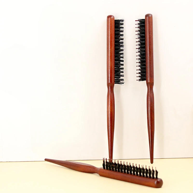 Description Picture 2 of itemProfessional Salon Teasing Back Hair Brushes Boar Bristle Wood Slim Line Comb Hairbrush Extension Hairdressing Styling Tools DIY
