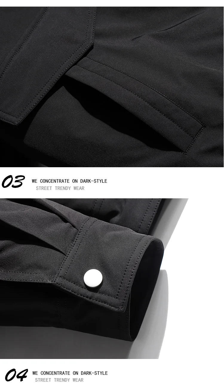 Description Picture 5 of itemTrendy Brand Functional Style Embroidery Lapel Flying Cotton Jacket Men's Autumn Winter Solid Color Warm Thickened Casual Parkas