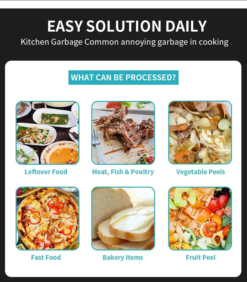 Description Picture 5 of itemHigh Efficiency Eco Friendly Food Disposal Food Waste Processor Garbage Recycling Equipment