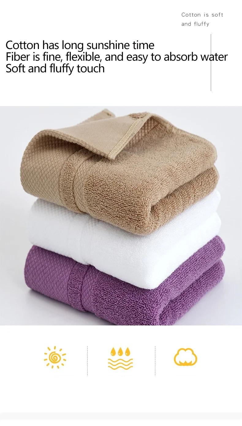 Description Picture 6 of item1PC Face Towel Absorbent Pure Cotton Hand Wash Face Hair Cleaning Quick Drying Household Soft Adult Towels 35x75CM