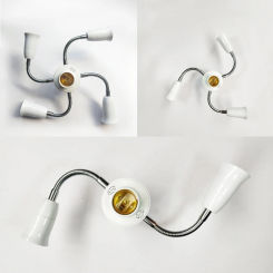 Adjustable White E27 Base Light Socket Splitter LED Bulbs Holder Converter with Extension Hose Lamp Holder