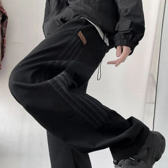 Foufurieux Spring Autumn Retro Black Quick-drying Waterproof Overalls Couple Sports Loose Casual Pants Men Trousers Male Clothes