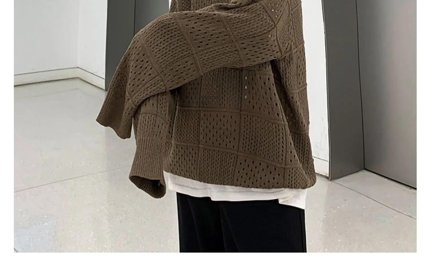 Description Picture 3 of item2024 Men Spring Autumn New Oversized Sweater Pullover Tops Male Streetwear Loose Knitwear Tops Mens Solid Color Jumpers S259