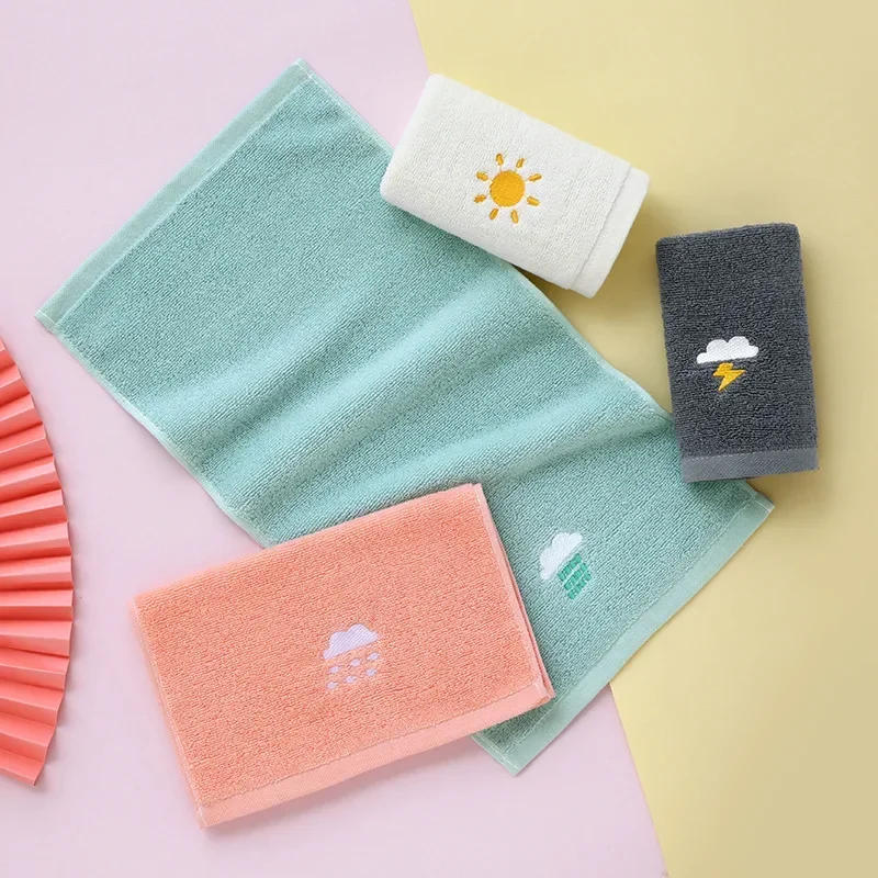 Description Picture 4 of item1PC Children Towels Baby Face Towel Soft Embroidered Weather Cotton Bath Towels for Newborn Kids Handkerchief Shower Washcloth