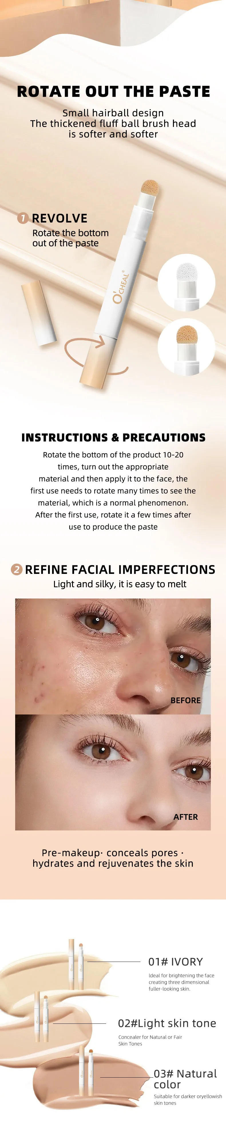 Description Picture 4 of itemAir Cushion Concealer Pen Rotary Liquid Matte Silky Smooth Foundation Cream Pencil Oil Control Cover Dark Circles Natural Makeup