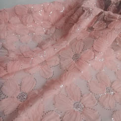 130cm New Multi-color Mesh Lace Embroidered Mesh Gauze Three-dimensional Sequin Embroidered Lace Fabric DIY women's Skirt Fabric