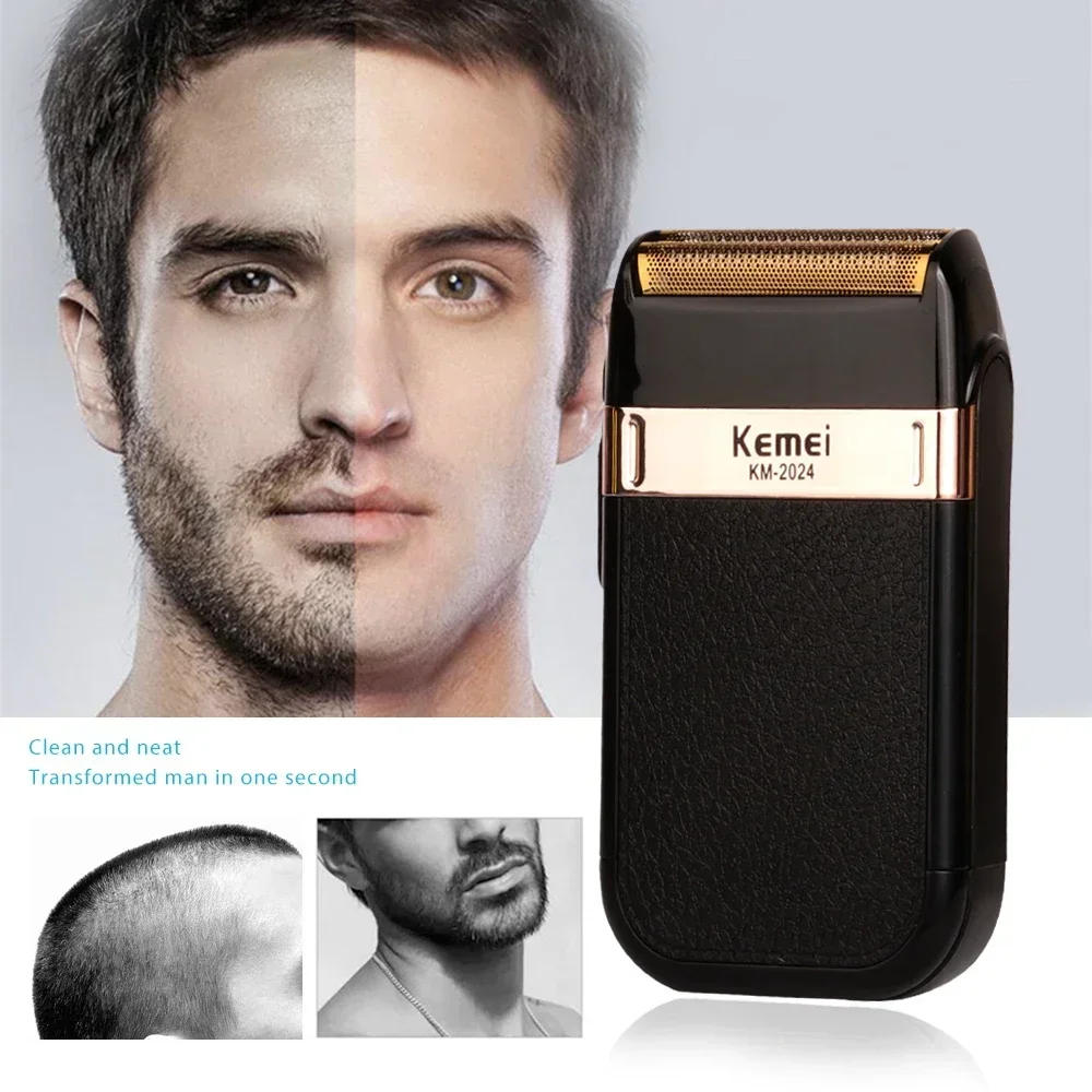 Description Picture 2 of itemKemei Electric Shaver For Men Fashionable Men's Leather Shell Waterproof Rechargeable Electric Professional Beard Trimmer Razor