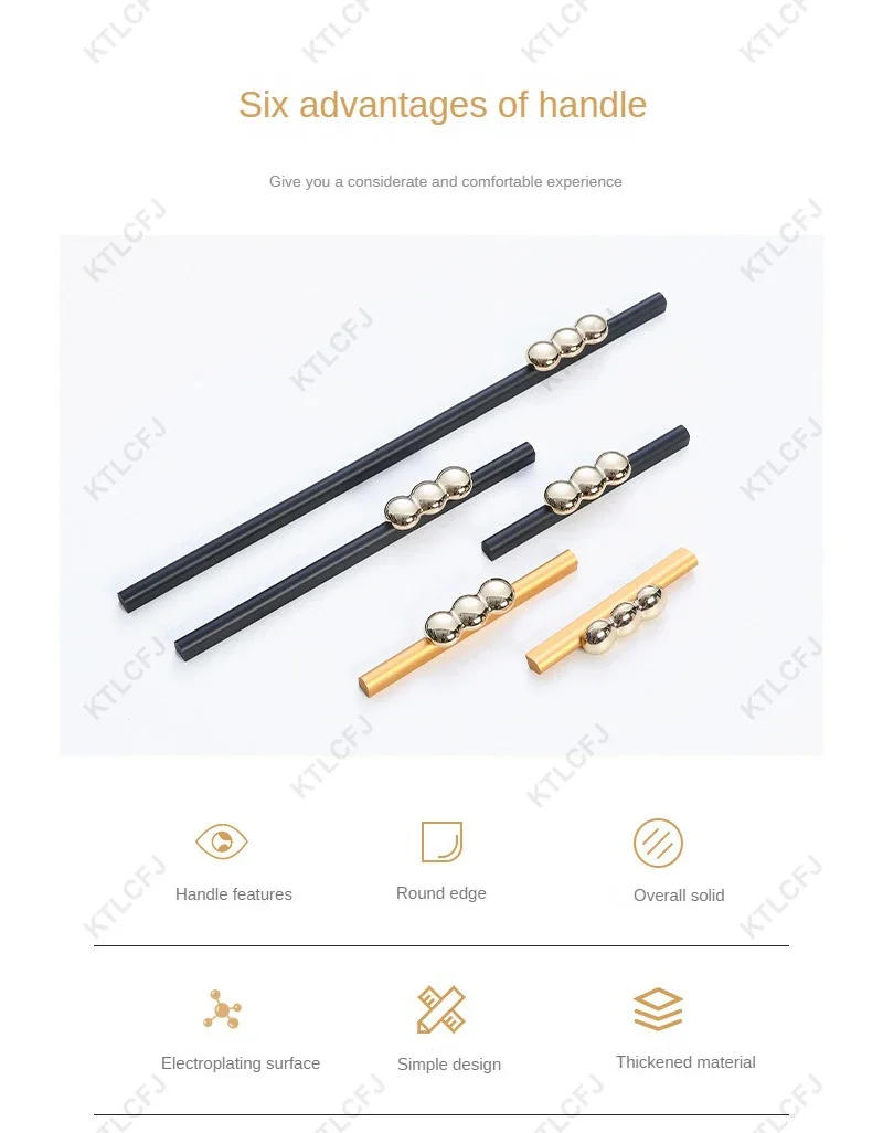 Description Picture 3 of itemAmerican European Modern Simple Wardrobe Cabinet Aluminum Alloy Long Handle Gold Black Extended Door Handle