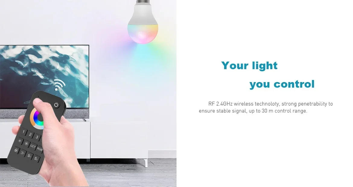 Description Picture 5 of itemRT5 1 Zone RF(2.4GHz) Dimming Touch Wheel RF Remote Controller For RGBCCT/RGBCW LED strip or Module   LED controller