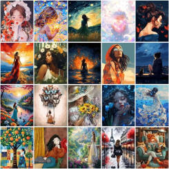 CHENISTORY Paint By Number Woman Drawing On Canvas HandPainted Art Gift DIY Picture By Number Figure Kits Home Decor