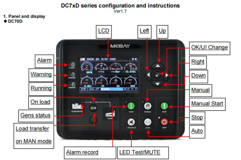 Description Picture 4 of itemOriginal DC70D DC72D DC70DR DC72DR MK2 Mebay Generator Controller LCD Display Auto Start Control Module Diesel Genset Parts