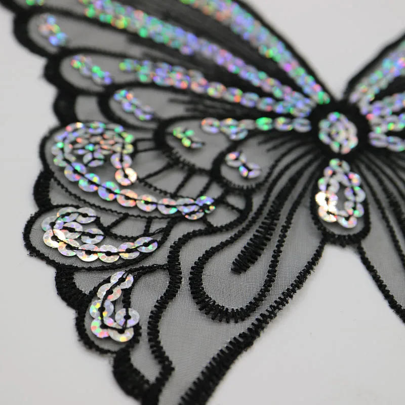 Description Picture 3 of itemFashion 12color butterfly lace patches for clothing sew on sequin embroidery applique butterfly parche for clothes accessories