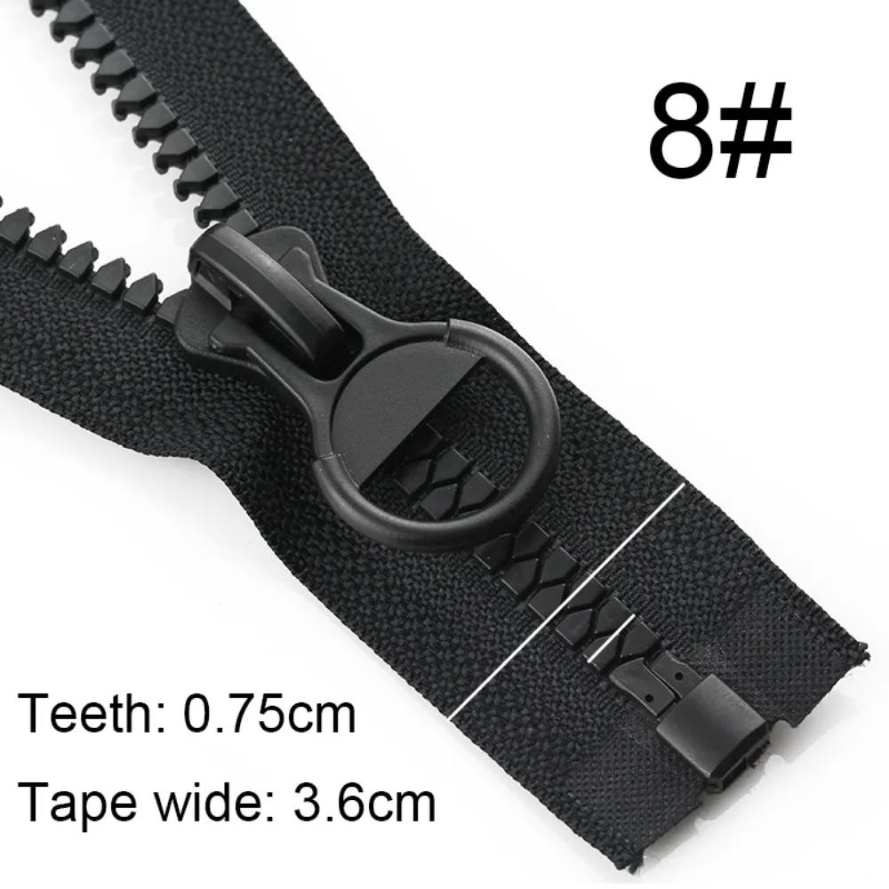 Description Picture 3 of item8# 15# Black Resin Open-End Zippers Heavy Duty Single Zipper for Down Jacket Coats Tailoring Sewing Supplies Accessories