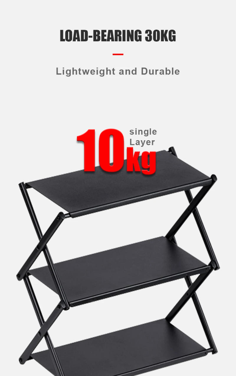 Description Picture 5 of itemWESTTUNE Camping Three-tier Rack Outdoor Folding Storage Shelf Portable Desktop Organizer Shelves Picnic BBQ Storage Rack Table