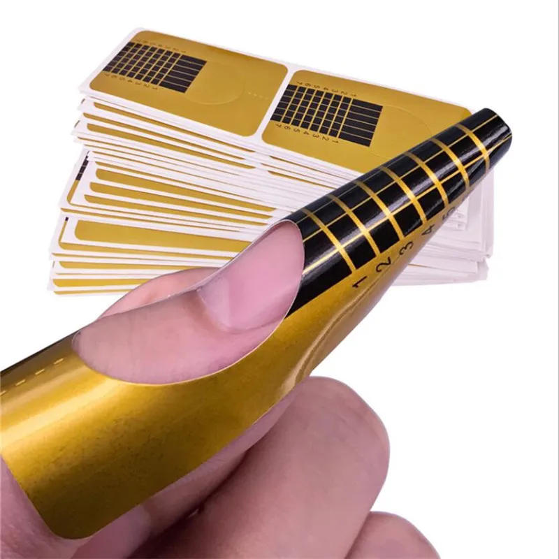 Description Picture 2 of item20/100PCS French Nail Form Tips Acrylic UV Gel Extension Curl Form Builder Sticker Art Guide Mold Manicure Stencil Accessories