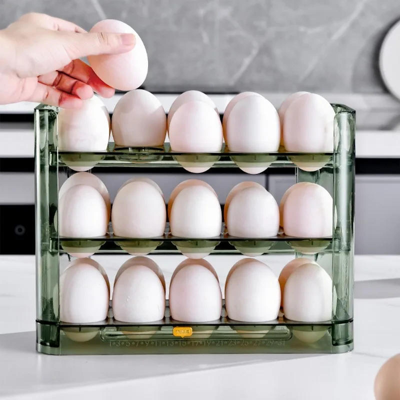 Description Picture 5 of itemNew Egg Storage Box Refrigerator Organizer Food Containers Egg Fresh-keeping Case Holder Tray Dispenser Kitchen Storage Boxes